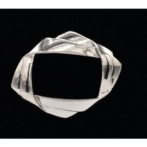 Mj Ent Vintage Statement Pin Brooch Silver Abstract Geometric Signed 1980s BinV